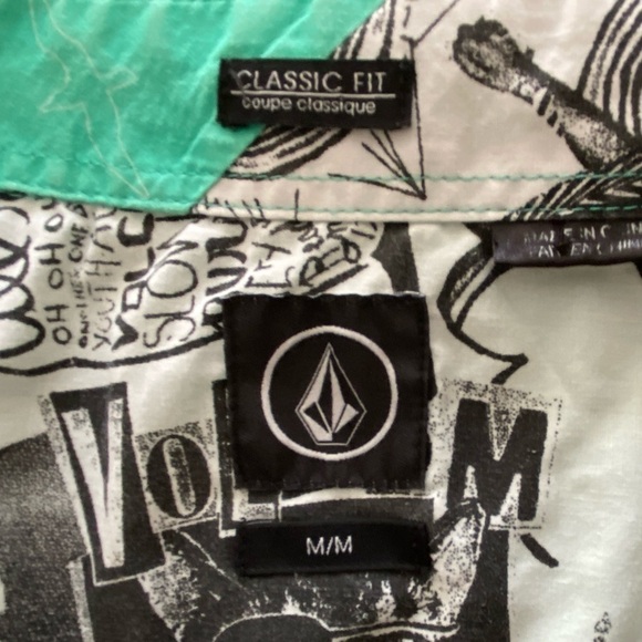 VOLCOM Bird Green Collared Short Sleeve Shirt Men M Medium - Picture 5 of 7